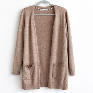 ONLY Longline Open Front Knit Cardigan | Neutral Taupe | Size M